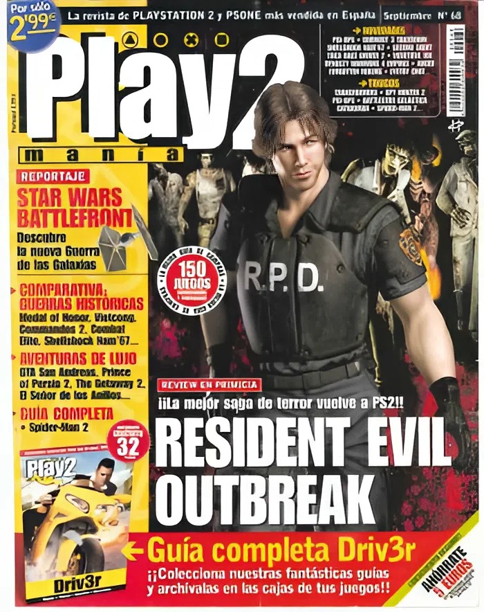 Análisis de Resident Evil Outbreak en revista PlayManía de los 2000.