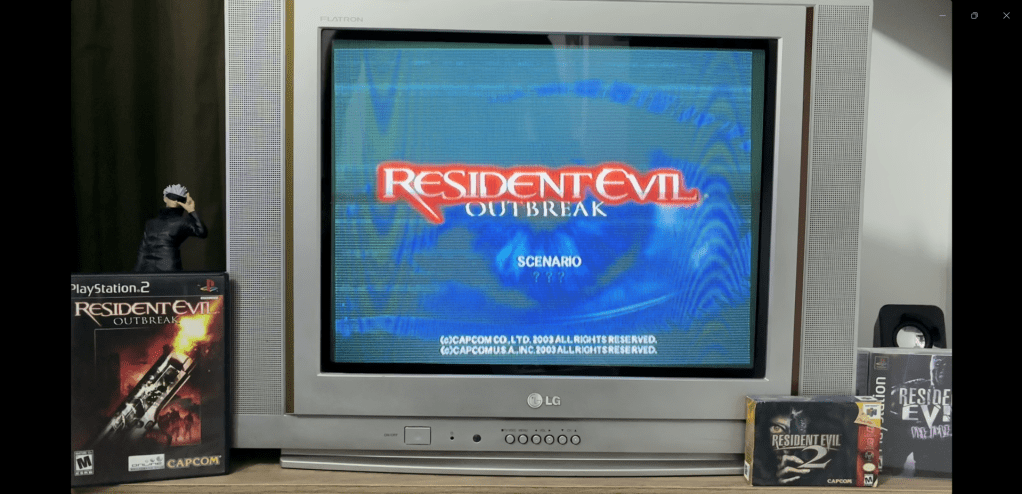 Resident Evil Outbreak ejecutado en un televisor CRT con cable de componentes.